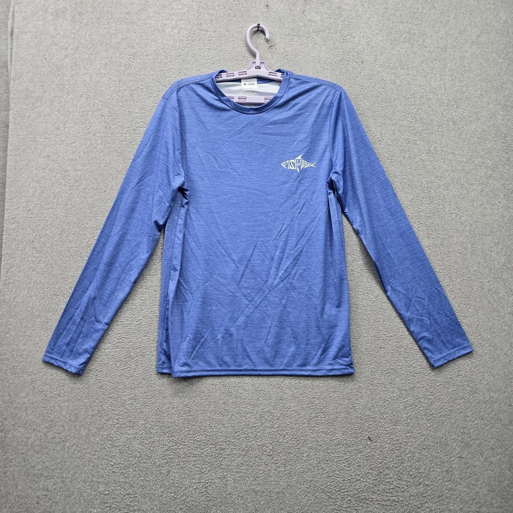 Fish N Vibe Men Shirt S/CH Blue Fish Fishing Shirt Long Sleeve Breathable NWT